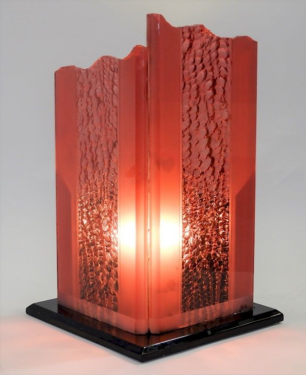 Appraisal: Shlomi Haziza Red Lucite Sculpture Table Lamp Shlomi Haziza Israel