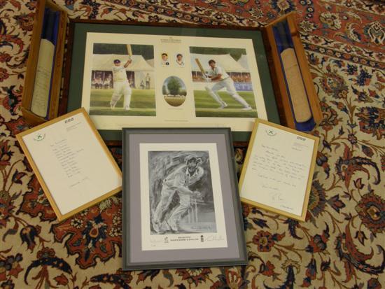 Appraisal: Cricket memorabilia to include miniature signed cricket bats etc