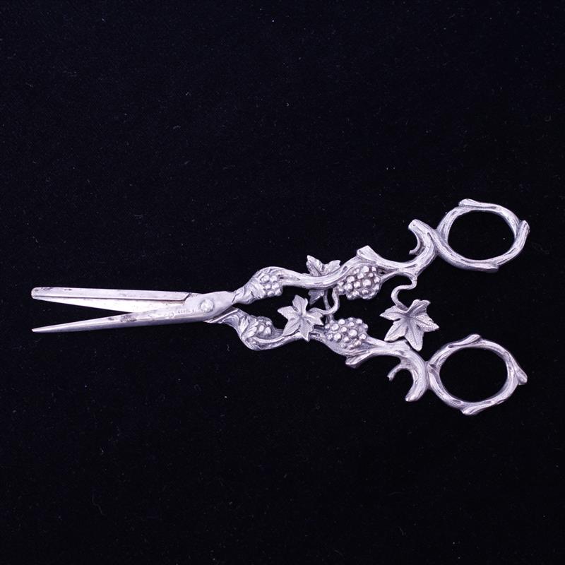 Appraisal: Antique German Silver articulated figural grape and vine shears scissors