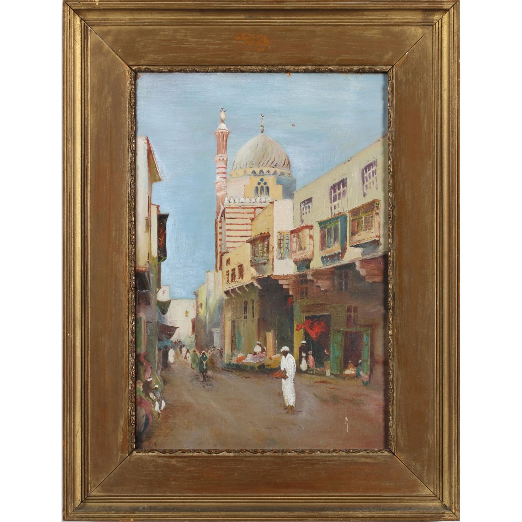 Appraisal: Continental School th century Moroccan Market oil on canvas unsigned