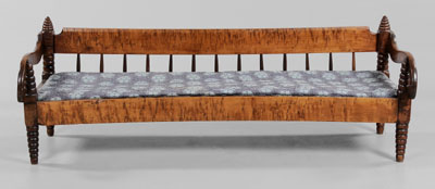 Appraisal: Classical Tiger Maple Daybed American th century highly figured throughout