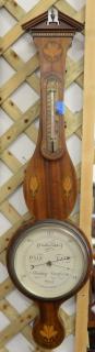 Appraisal: Reproduction mahogany barometer with inlay Reproduction mahogany barometer with inlay