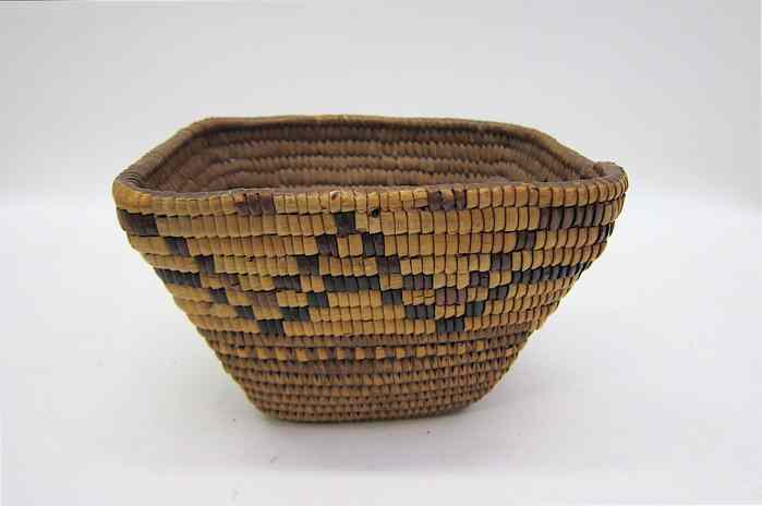 Appraisal: LILLOOET INDIAN BASKET having tapered sides with traditional geometric design