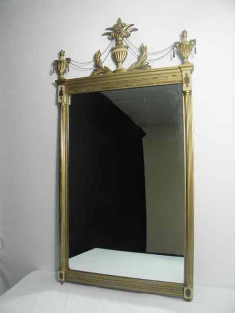 Appraisal: Federal style wall mirror hand painted with a gold tone