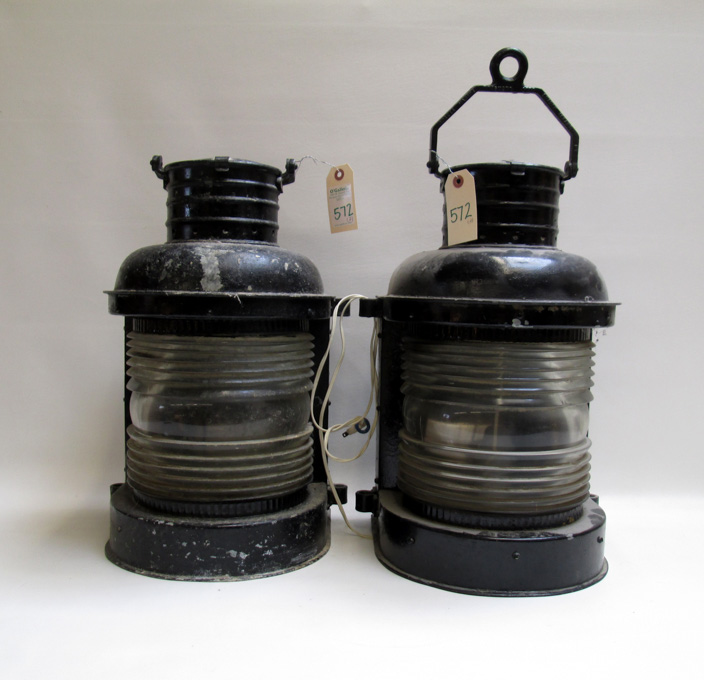 Appraisal: TWO DURKEE PRODUCTS SEA LANTERNS having heavy glass lens single