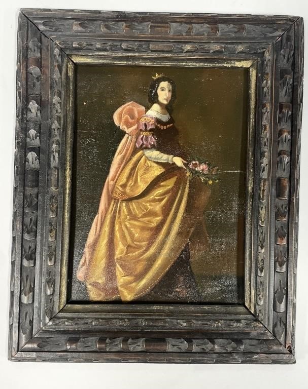 Appraisal: Small oil on board painting of Saint Casilda or Saint