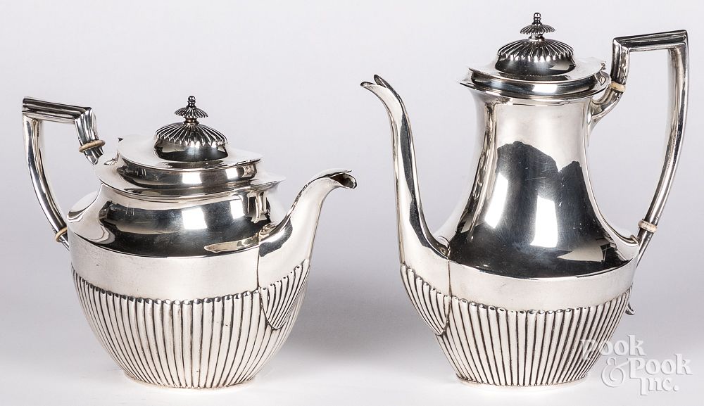 Appraisal: Fisher sterling silver tea and coffee pot Fisher sterling silver