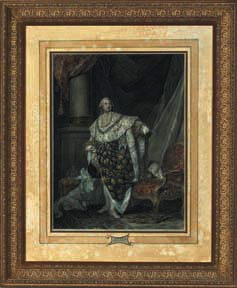 Appraisal: Large Hand-Colored Engraved State Portrait of Louis XVI King of