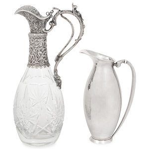 Appraisal: A Silver Mounted Cut Glass Claret Jug and a Danish