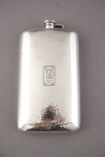 Appraisal: American Hammered Sterling Silver Gentleman's Hip Flask in the Arts