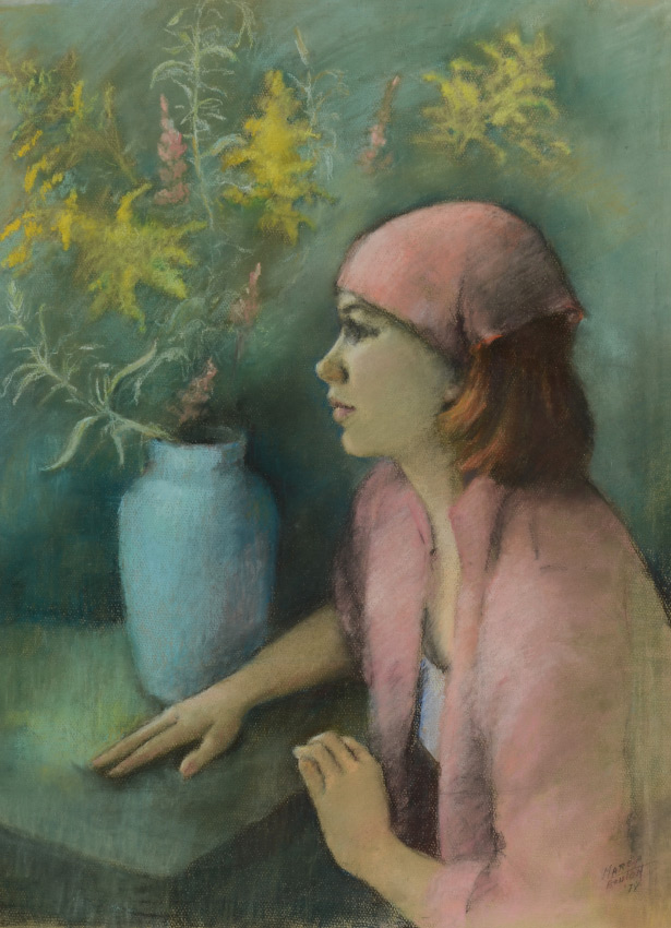 Appraisal: BOUTON Marcia Bennett American - Seated Young Redhead in Pink