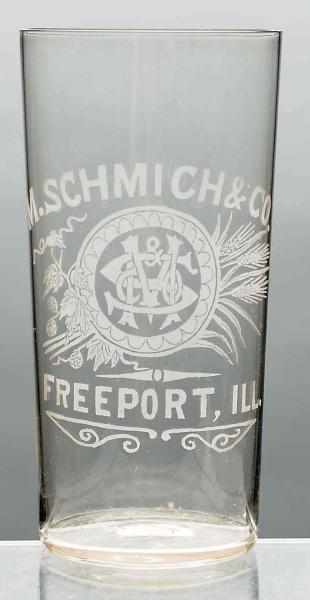 Appraisal: M Schmich Co Acid-Etched Beer Glass Tall version Clean imprint