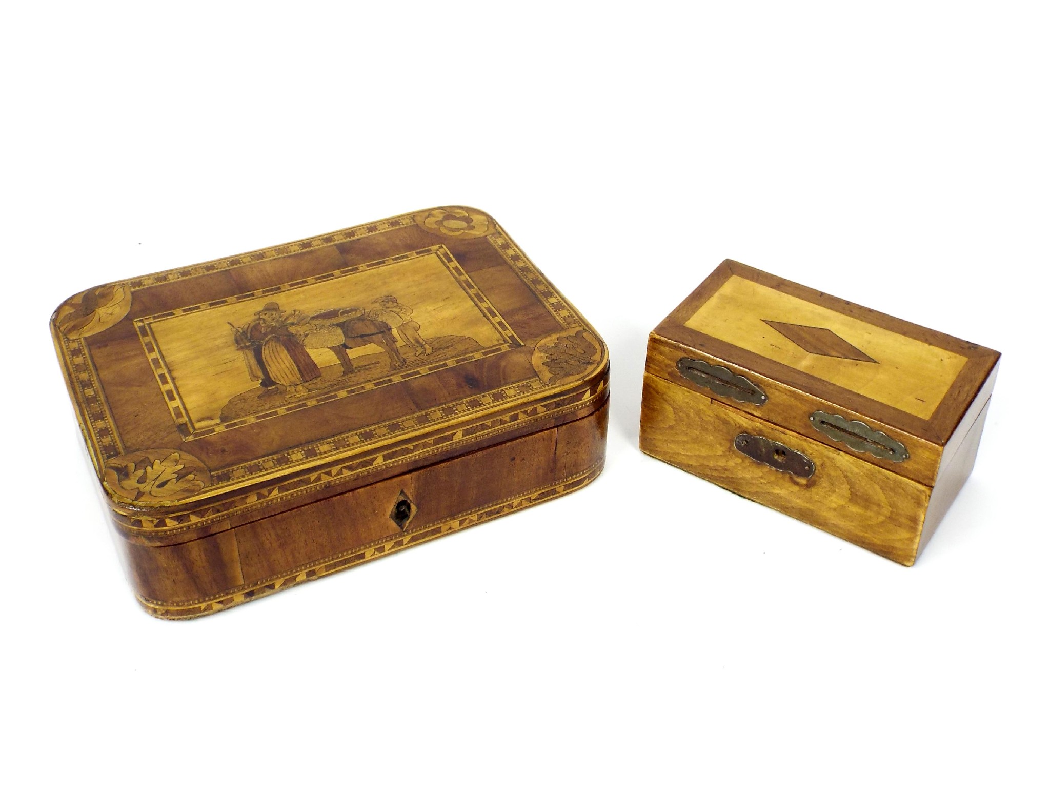 Appraisal: Attractive Sorrento style inlaid walnut box the top decorated with