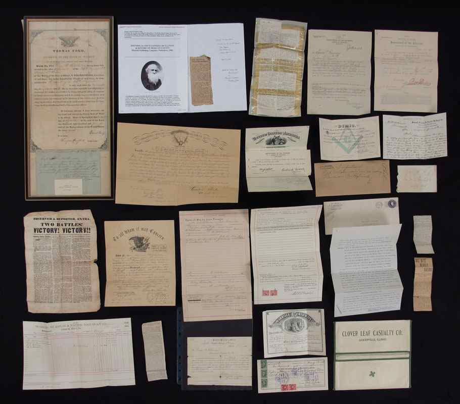 Appraisal: COLLECTION OF ILLINOIS CIVIL WAR EPHEMERA To include Commission to