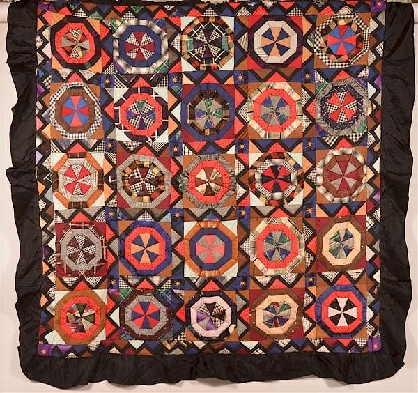 Appraisal: Crazy Patchwork Quilted Cover Crazy Patchwork Quilted Cover square Poor