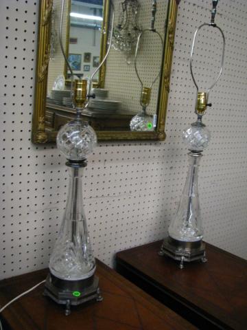 Appraisal: Pair of Crystal Table Lamps with silver finish bases ''