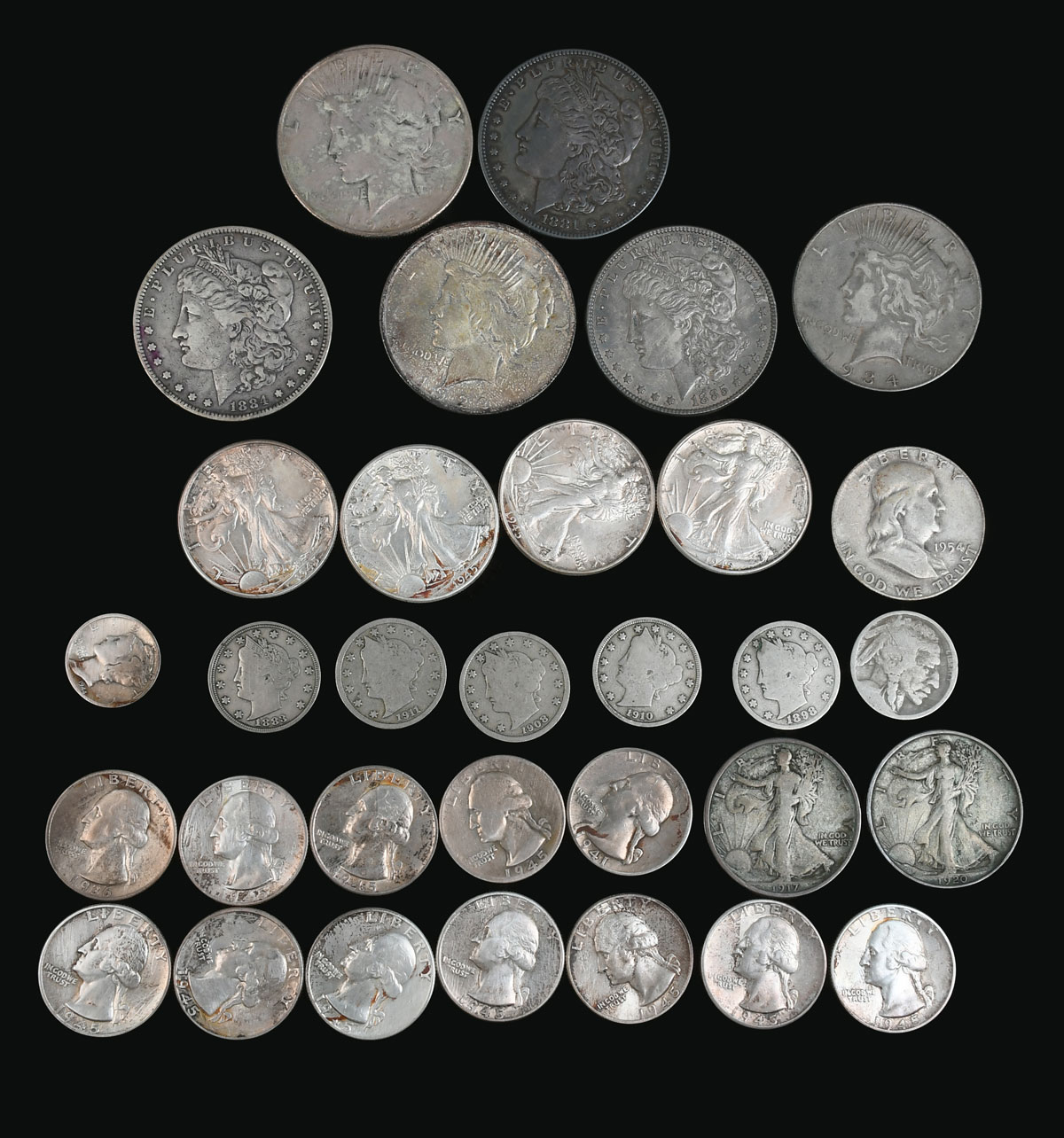 Appraisal: PC UNITED STATES SILVER COIN COLLECTION Comprising - Morgan dollars