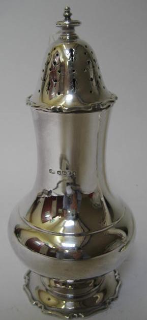 Appraisal: A SUGAR CASTOR maker's marks H A Sheffield of baluster