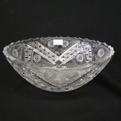 Appraisal: Cut Glass Oval Fruit Bowl fancy Harvard style stamps with