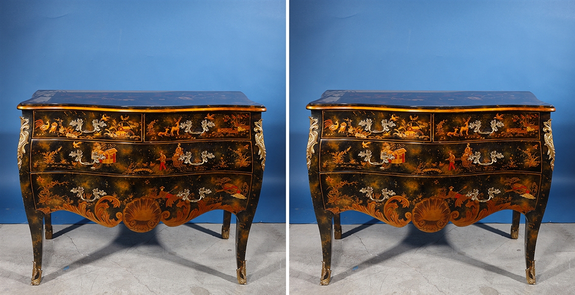 Appraisal: Pair of Maitland Smith six-drawer Louis XV Bombay chests with