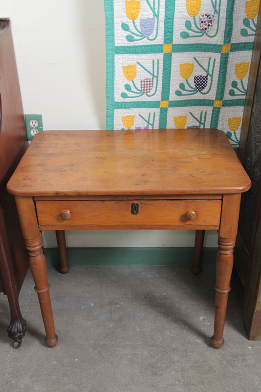 Appraisal: SIDE TABLE Pine having one drawer with wooden pulls on