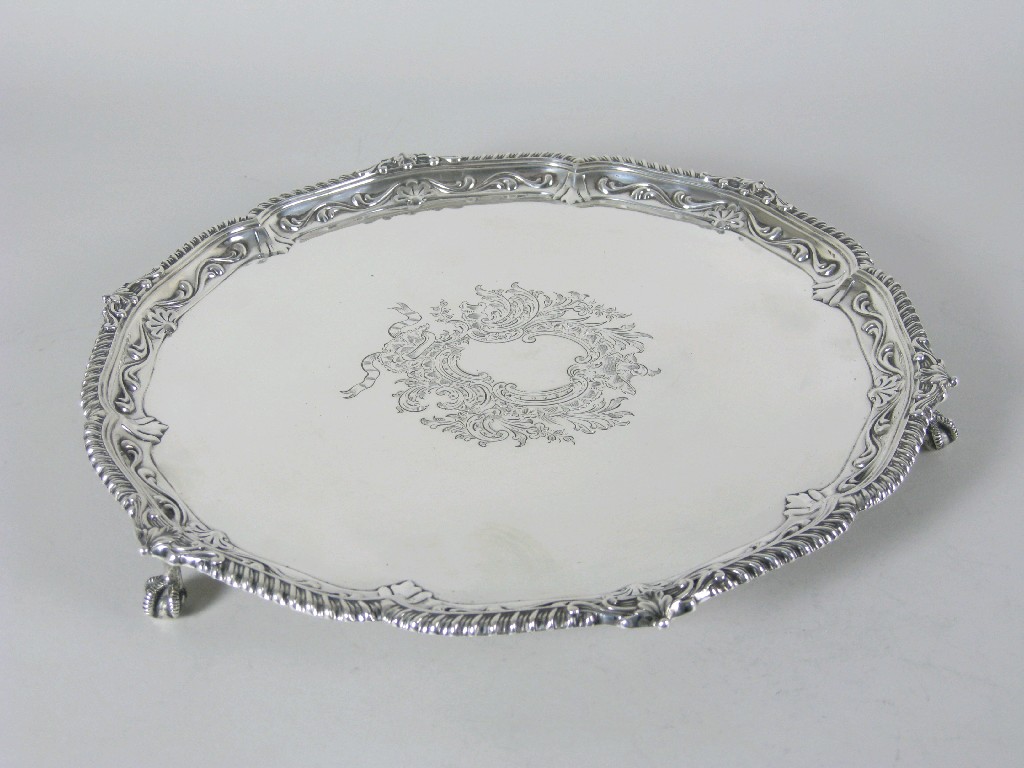 Appraisal: An Edward VII shaped circular Salver with leafage engraved cartouche