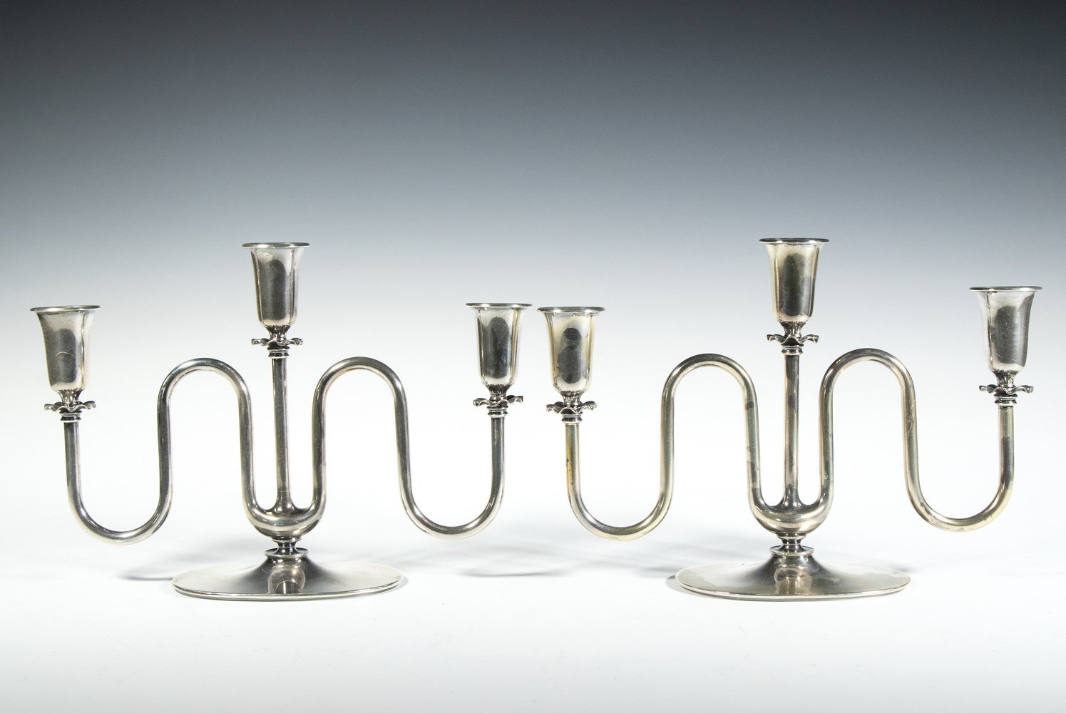 Appraisal: PR COHR DANISH SILVER CANDELABRA Pair of Danish Sterling Silver