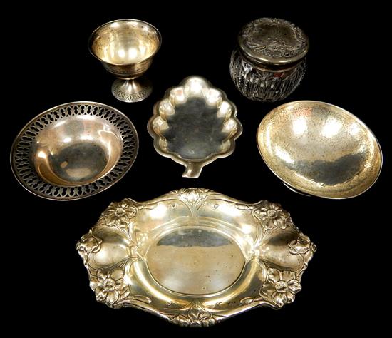 Appraisal: STERLING SILVER Six pieces all marked verso ovoid dish with