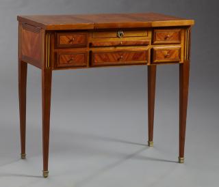 Appraisal: Louis XVI Style Inlaid Walnut and Rosewood Poudreu Louis XVI