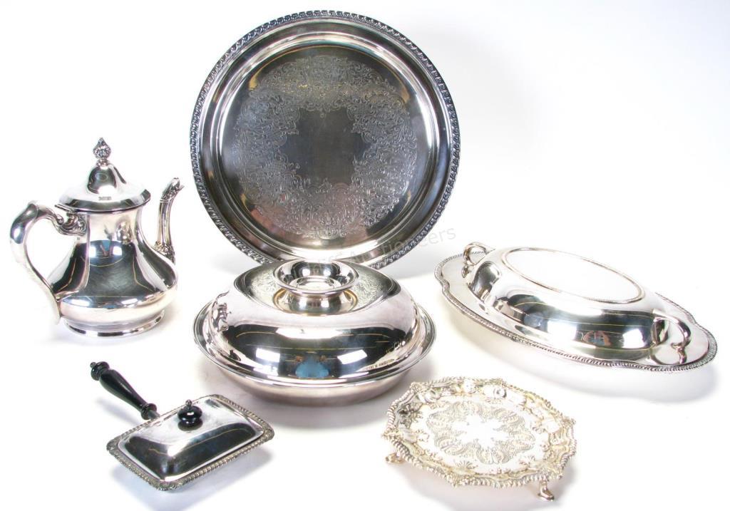 Appraisal: Group of Silverplate Tableware six total including Columbis Silverplate Co