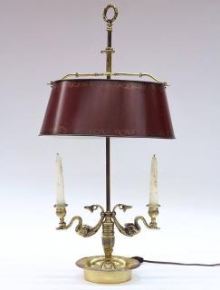 Appraisal: Bronze and partial gilt bouillotte table lamp Bronze and partial