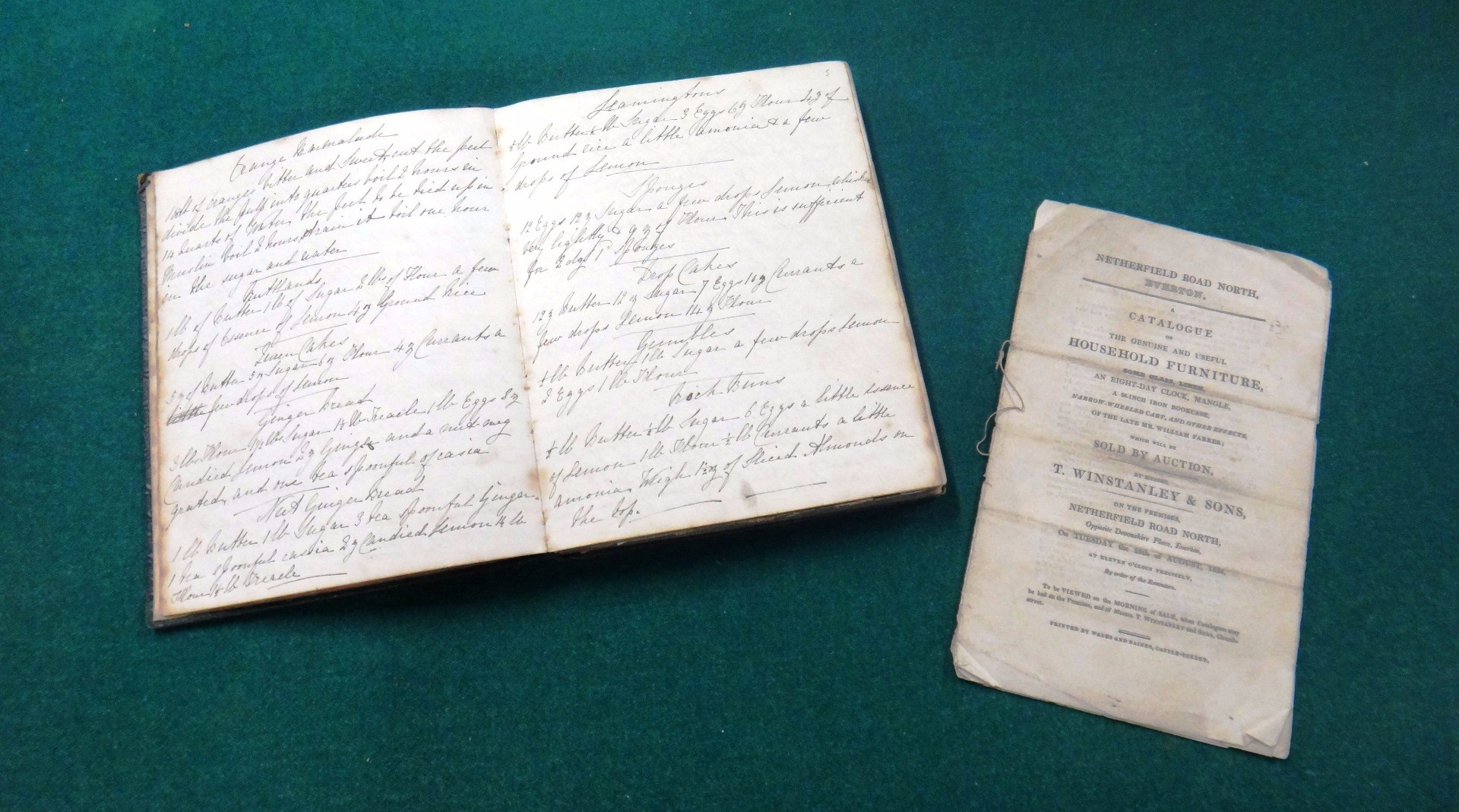 Appraisal: LIVERPOOL Miscellany - 'Mrs Roscoe's Confectionary Book' with mss recipes