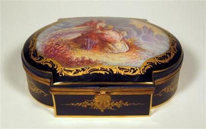 Appraisal: Sevres style cobalt ground porcelain box th century