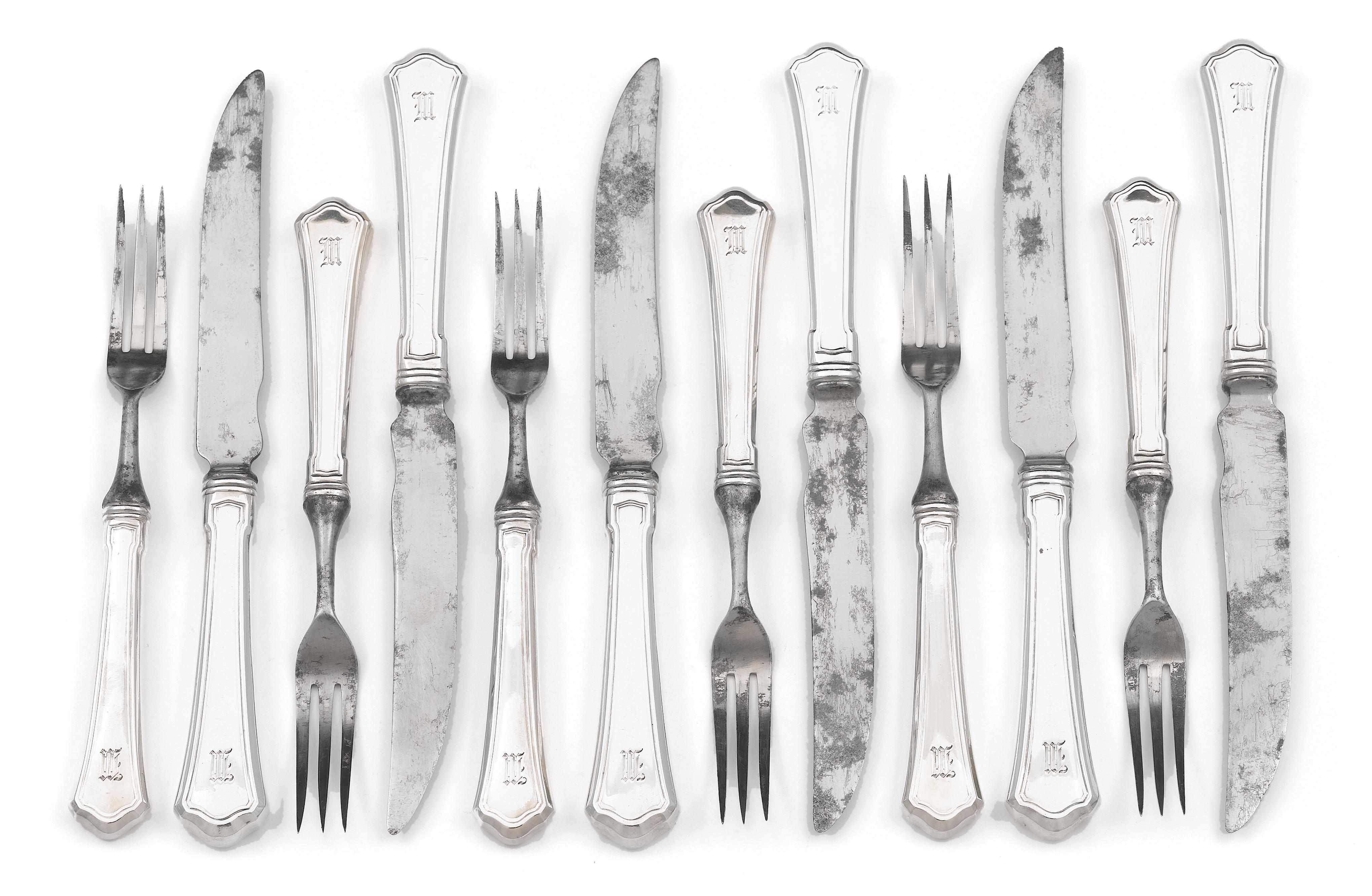 Appraisal: A set of six forks and knives with steel fittings