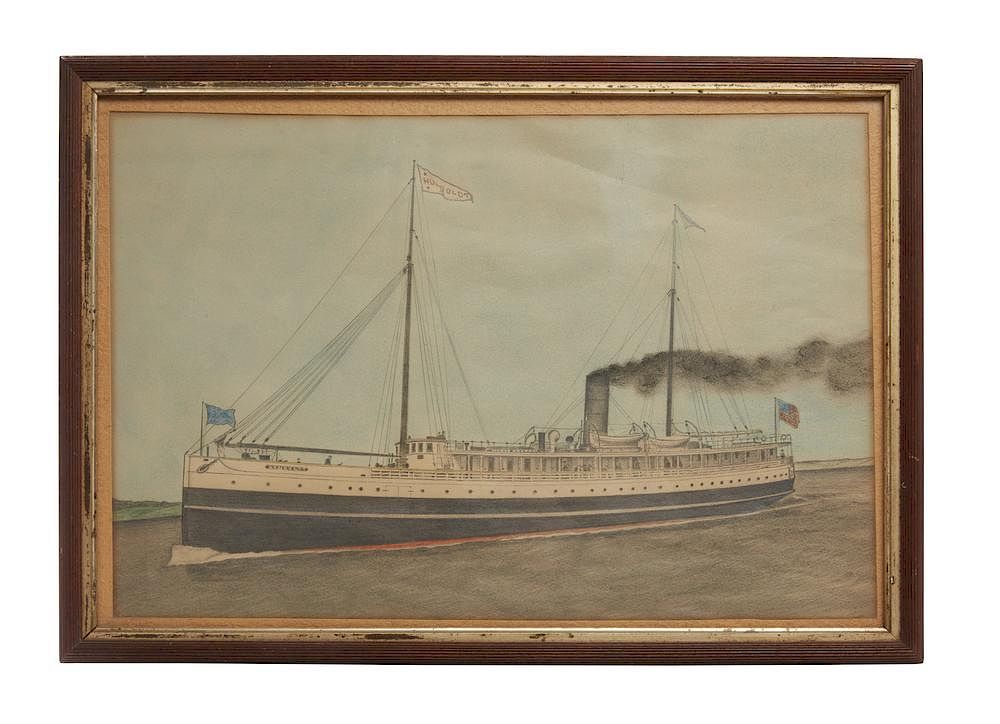 Appraisal: Fred Brown Drawing of the Steamer Humboldt - Capt Martin