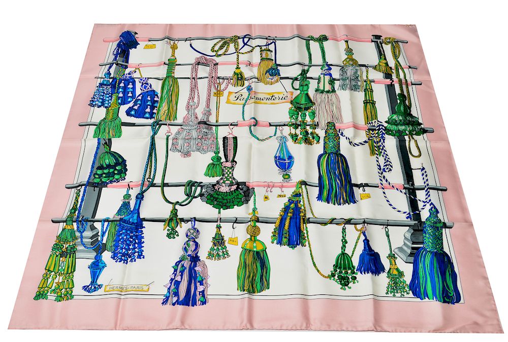 Appraisal: Hermes Passementerie Silk Scarf Hermes silk scarf Passementerie original design