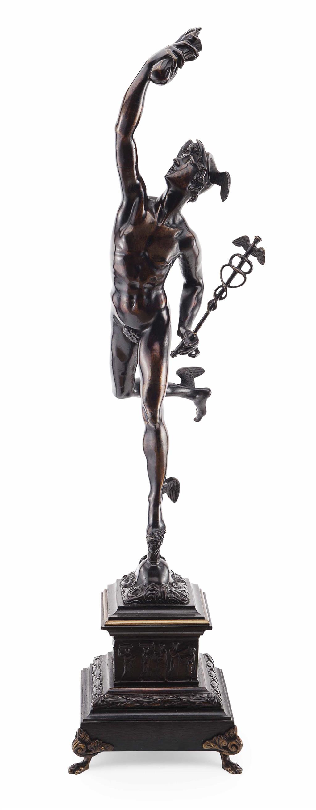 Appraisal: FRENCH BRONZE FIGURE OF MERCURY TH CENTURY dark brown and