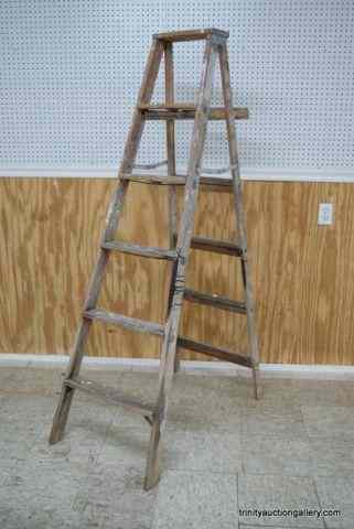 Appraisal: Vintage Wooden ' Step LadderUsed by retired painter - wall