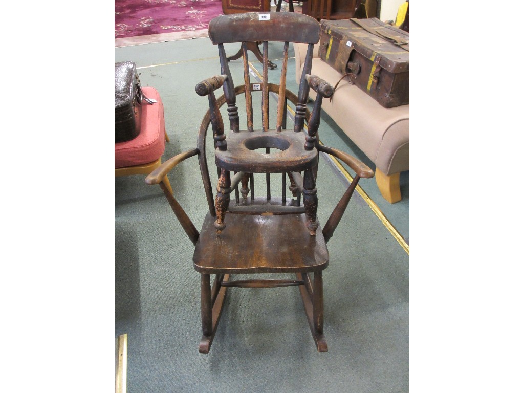 Appraisal: Childs commode chair and an Ercol childs rocking chair