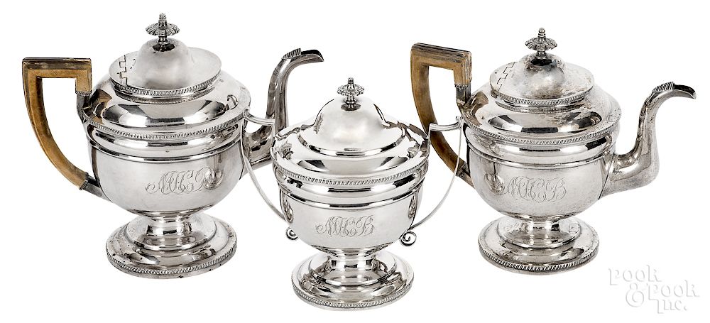 Appraisal: Philadelphia coin silver three-piece tea service Exclusive on Bidsquare Philadelphia