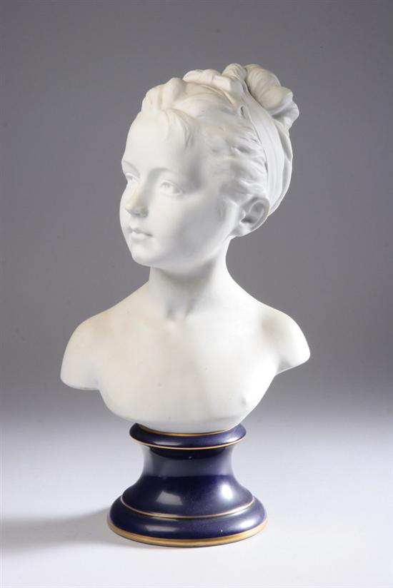 Appraisal: LIMOGES BISQUE PORCELAIN BUST OF A YOUNG GIRL th century