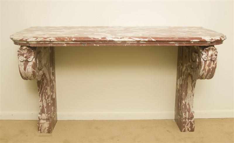 Appraisal: R GENCE STYLE FLEUR DE PECHE MARBLE CONSOLE The rectangular