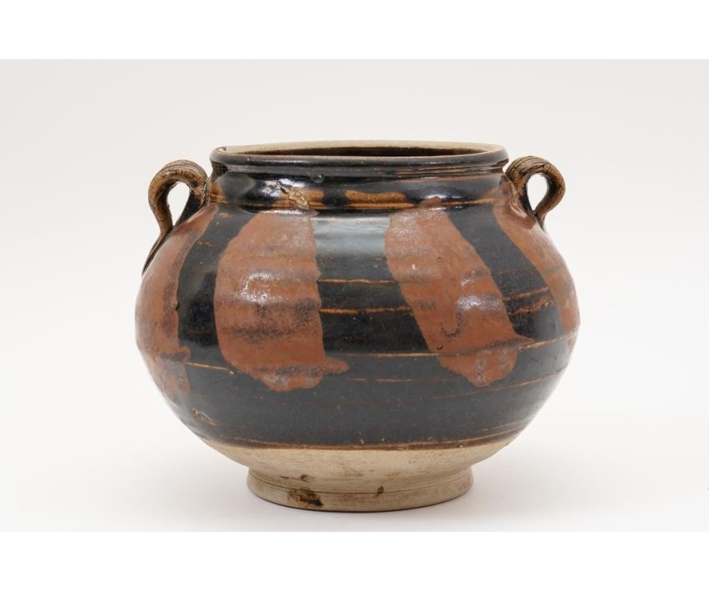 Appraisal: Chinese Northern blackware Cizhou-type Henan wide mouth jar with applied