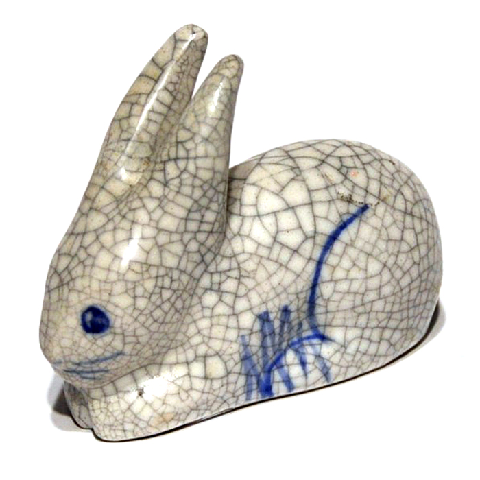 Appraisal: Dedham Pottery paperweight rabbit marked l