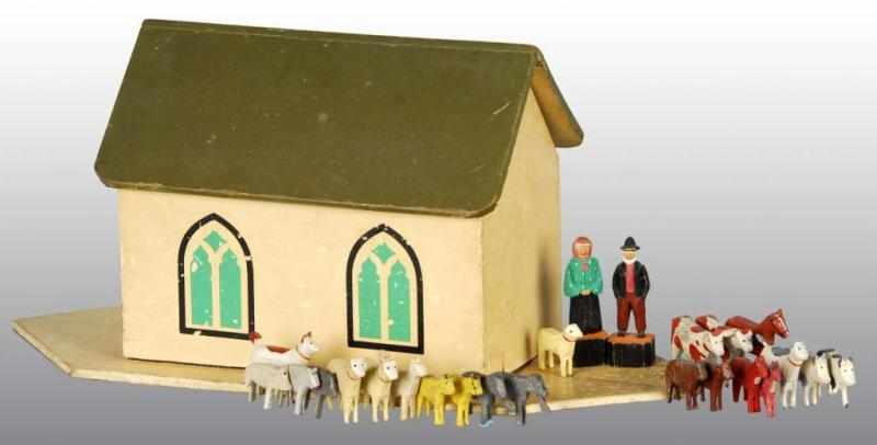 Appraisal: Wooden Noah's Ark Toy Description Includes animals and two people