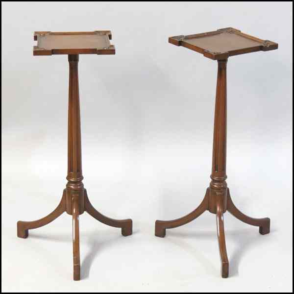 Appraisal: PAIR OF CARVED MAHOGANY CANDLESTANDS Height '' Condition No Specific