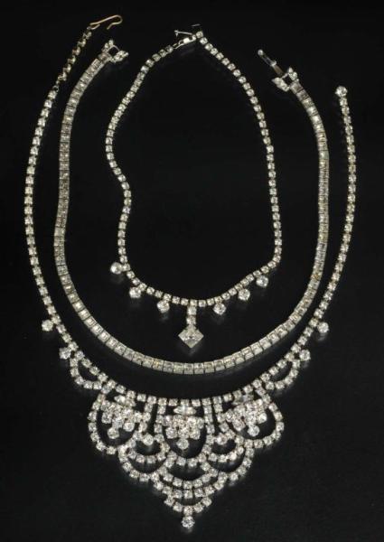 Appraisal: Lot of Antique Jewelry Rhinestone Necklaces Condition Excellent Size Largest