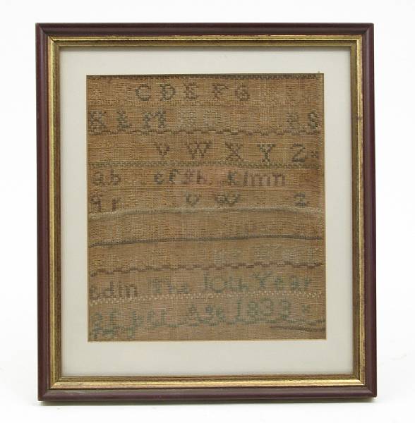 Appraisal: A framed alphabet sampler height in width in