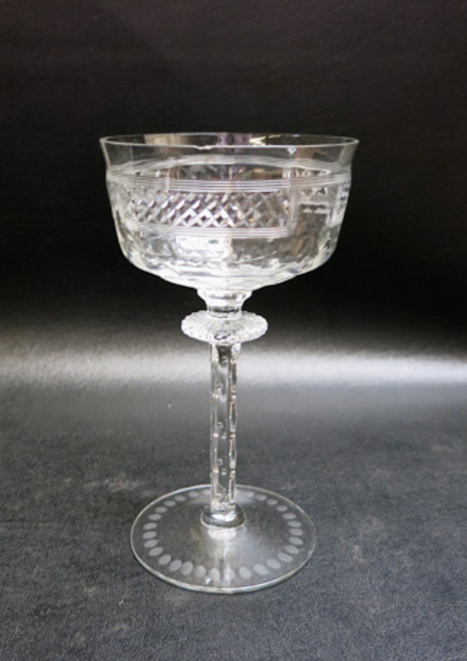 Appraisal: SET OF SEVEN CRYSTAL WINE GOBLETS having engraved pattern Height