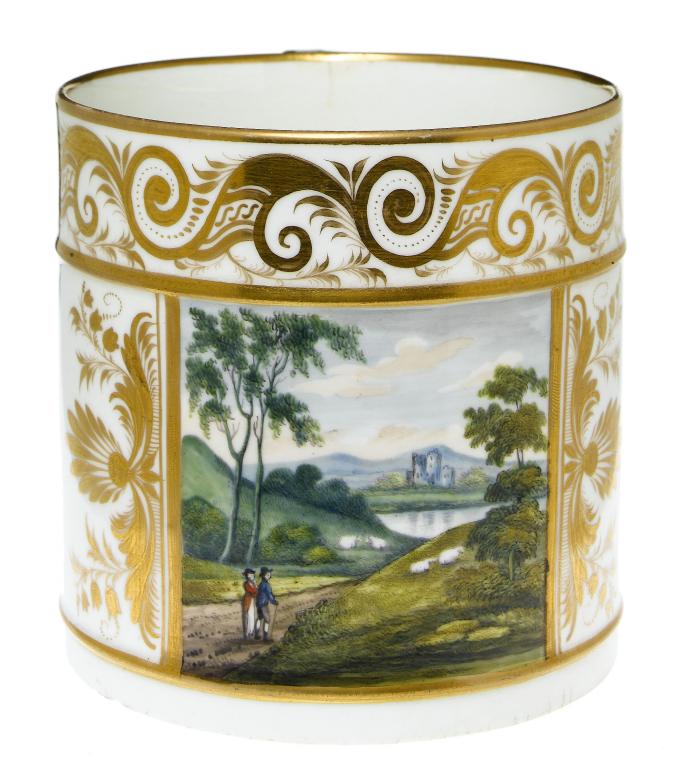 Appraisal: A DERBY PORTER MUG painted with a couple in a